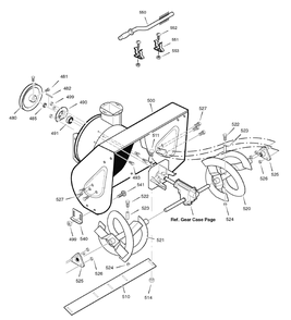 Auger Housing Diagram and Parts List for 1695444-LP1695444-726E 2008 Briggs and Stratton Snow Blower